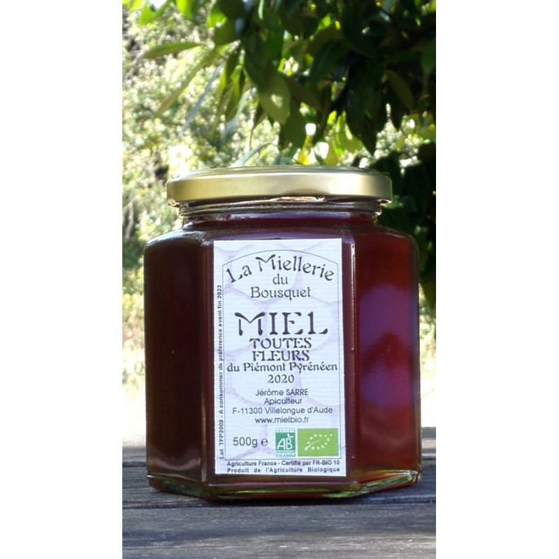 Miel Bio Fleurs du Piémont Pyrénéen 2022 pot 500g